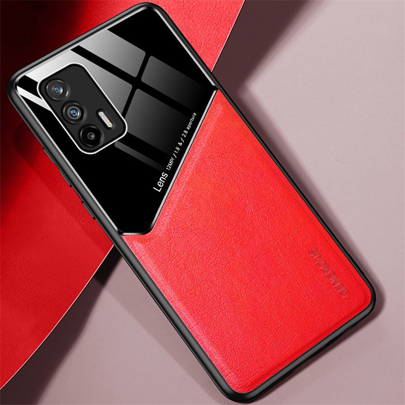 Ốp điện thoại tpu silicon mềm phối da pu kiểu áo giáp chống sốc cho realme gt neo 5g q3i q3 pro q2