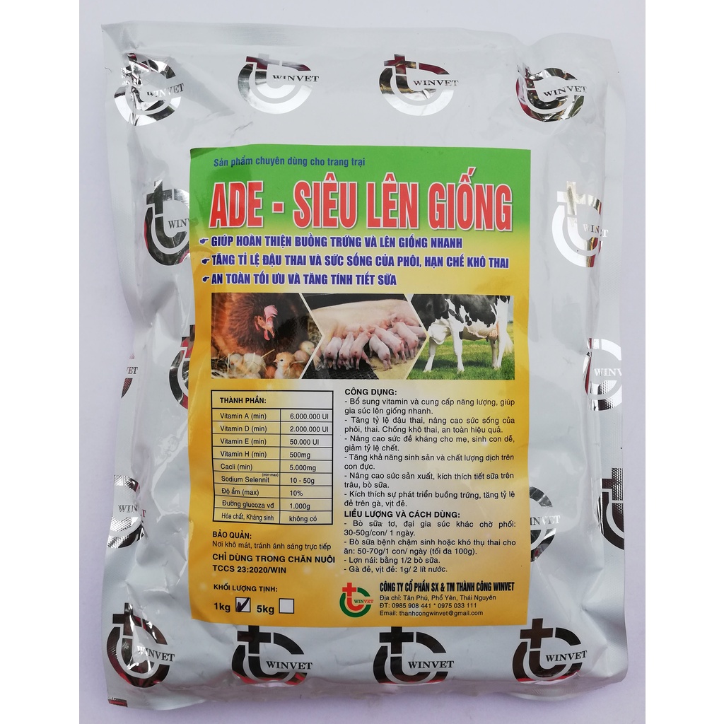 1kg ADE - SIÊU LÊN GIỐNG Hoàn thiện buồng trứng, lên giống nhanh, an toàn tối ưu, tăng tính tiết sữa