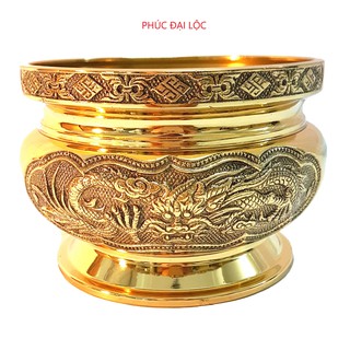Bát hương đồng Vĩnh Tiến BH1 đường kính 10 cm màu vàng sáng bóng