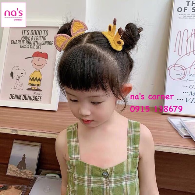 Kẹp tóc mái tai thỏ len đan thêu handmade hoạt hình hình thú dễ thương ngộ nghĩnh dạng kẹp bật hairclip