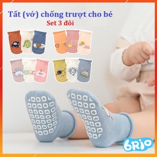 Set 3 đôi tấtchống trượt cho bé tập đichất vải cotton thoáng khí - ảnh sản phẩm 1