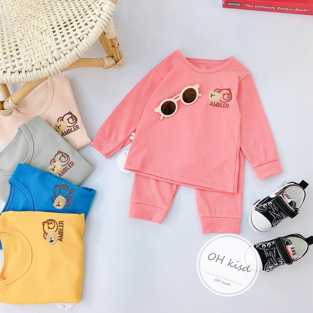 Bộ Dài Tay Gân Tăm Lạnh cho Bé Trai, Bé Gái Từ 6-17kg