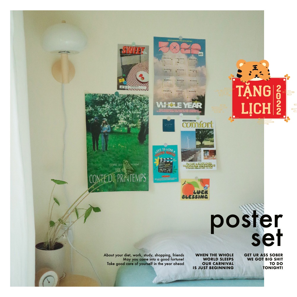 Poster lịch dán tường 2022 postcard ảnh indie decor aethestic trang trí bàn học phòng ngủ room hàn quốc blackpink bts