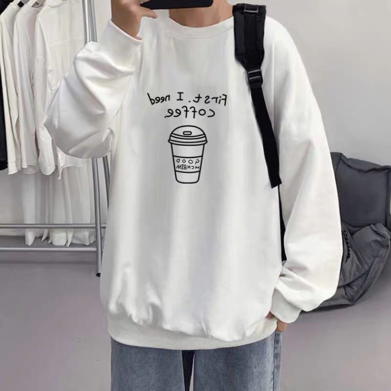 [Ảnh Thật] Áo Sweater Nỉ Unisex Form Rộng Coffee Nam Nữ Phong Cách Ulzzang AK108 TD Fashion