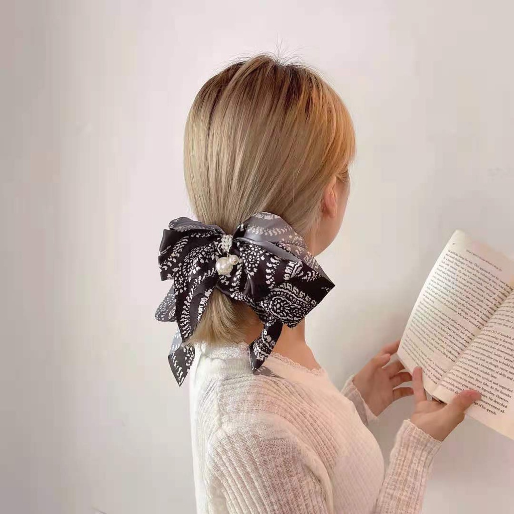 Kẹp Tóc Hình Nơ Lớn Phong Cách Retro Độc Đáo Cho Nữ