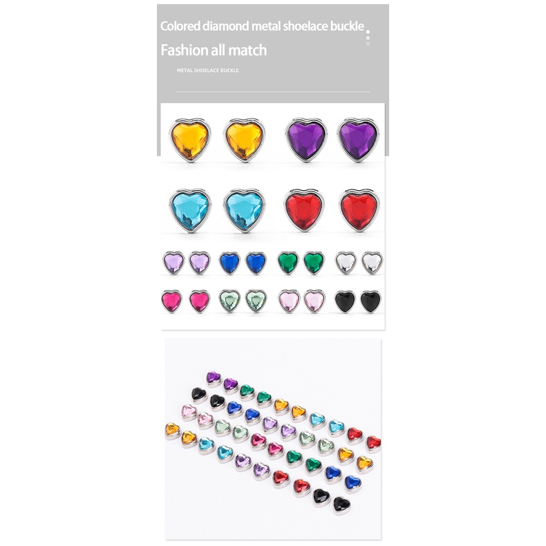 Dây Buộc Giày Mặt Phẳng 24 Màu Co Giãn Không Cần Buộc Hình Trái Tim Đính Kim Cương Cho Nam Nữ
