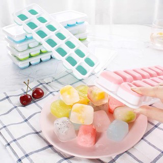 Combo 2 Khay Đá Có Nắp Đậy Silicon