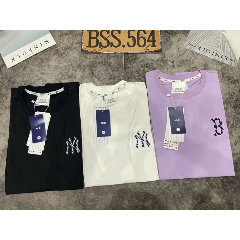 Áo Thun Unisex Màu Đen/Trắng/Tím Thêu Logo Mặt Trước, Mặt Sau In Chất Cotton 100%