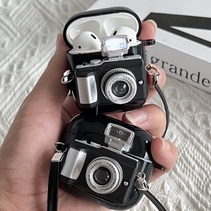 Vỏ bảo vệ hộp đựng tai nghe Ankndo bằng silicon cho Airpods 1/2 tích hợp móc khóa tiện dụng
