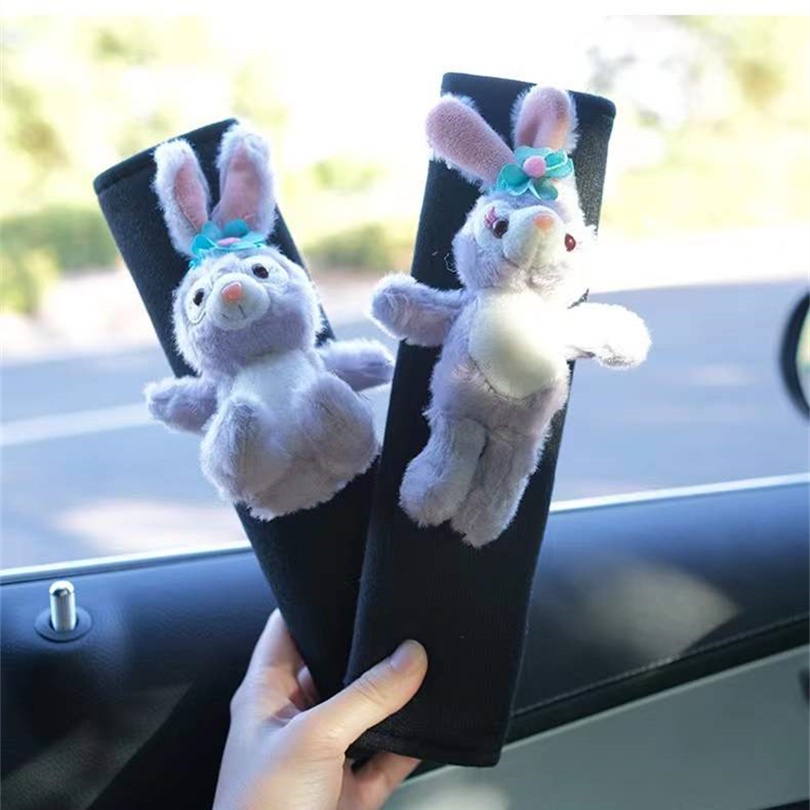 Set 2 Miếng Đệm Vai Gắn Dây Đai An Toàn Trên Xe Hơi Hình Búp Bê Dễ Thương