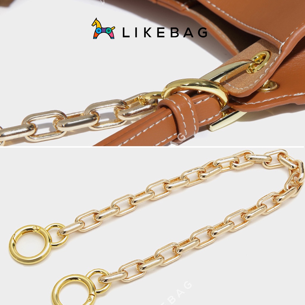 Túi đeo vai, kẹp nách nữ LIKEBAG hai màu, quai da phối xích sang trọng 222XK6990 - LIBAGI