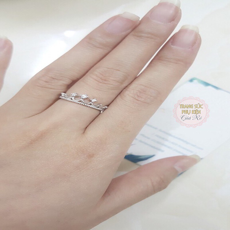 Nhẫn thời trang vương miện N06, xinh xắn bạc Ý S925
