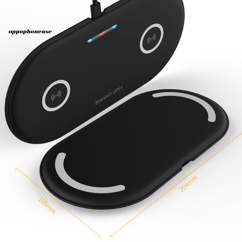 【OPHE】Qi Wireless Dual Charger Mobile Phone Charging Pad for iPhone Android Samsung