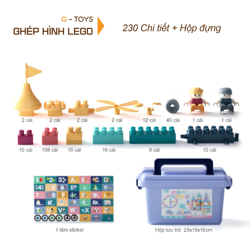 Hộp Đồ Chơi Lắp Ráp Xếp Hình Lego Làm Từ Nhựa ABS Cao Cấp An Toàn Bản Màu Hiện Đại Dành Cho Bé Yêu