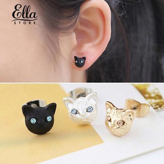Ellastore Women's Lovely Cat Head Design Ear Studs Earrings Piercing Charm