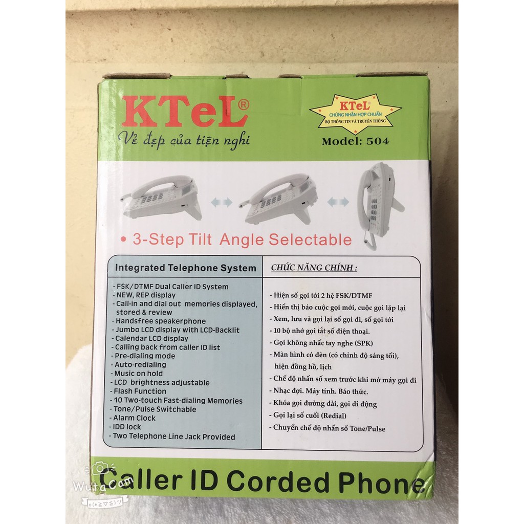 Điện thoại bàn chuông to, hiện số gọi đến -  Ktel 504- BH 12 tháng