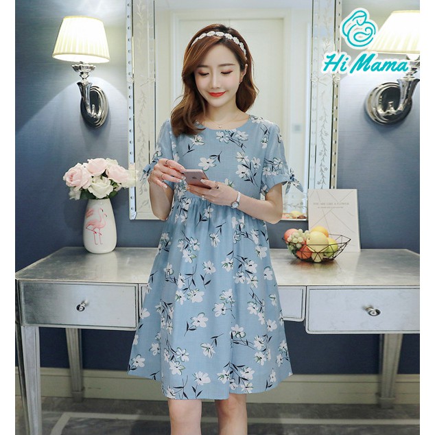 Váy Bầu và Cho con bú hoa trắng Công sở chất thô đũi che bụng mùa hè thoáng mát [M-L-XL]