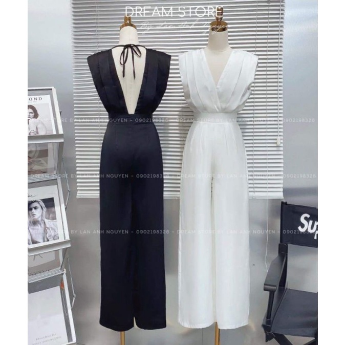 Jumpsuit xếp ly hở lưng cực sang