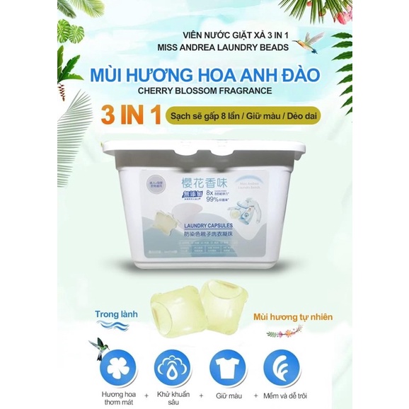 Viên giặt xả quần áo Miss_Andrea_Laundry_Beads (nội địa Đài Loan)