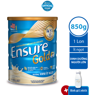 [Tặng Bình giữ nhiệt] Sữa bột Ensure Gold Ít ngọt (HMB) 850g