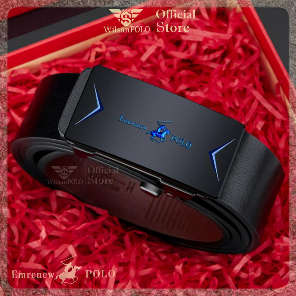 Thắt Lưng Nam Dây lưng da bò cao cấp Emrenew POLO , Dây nịt nam bản nhỏ khóa tự động, LINH SAN FAS LB10.