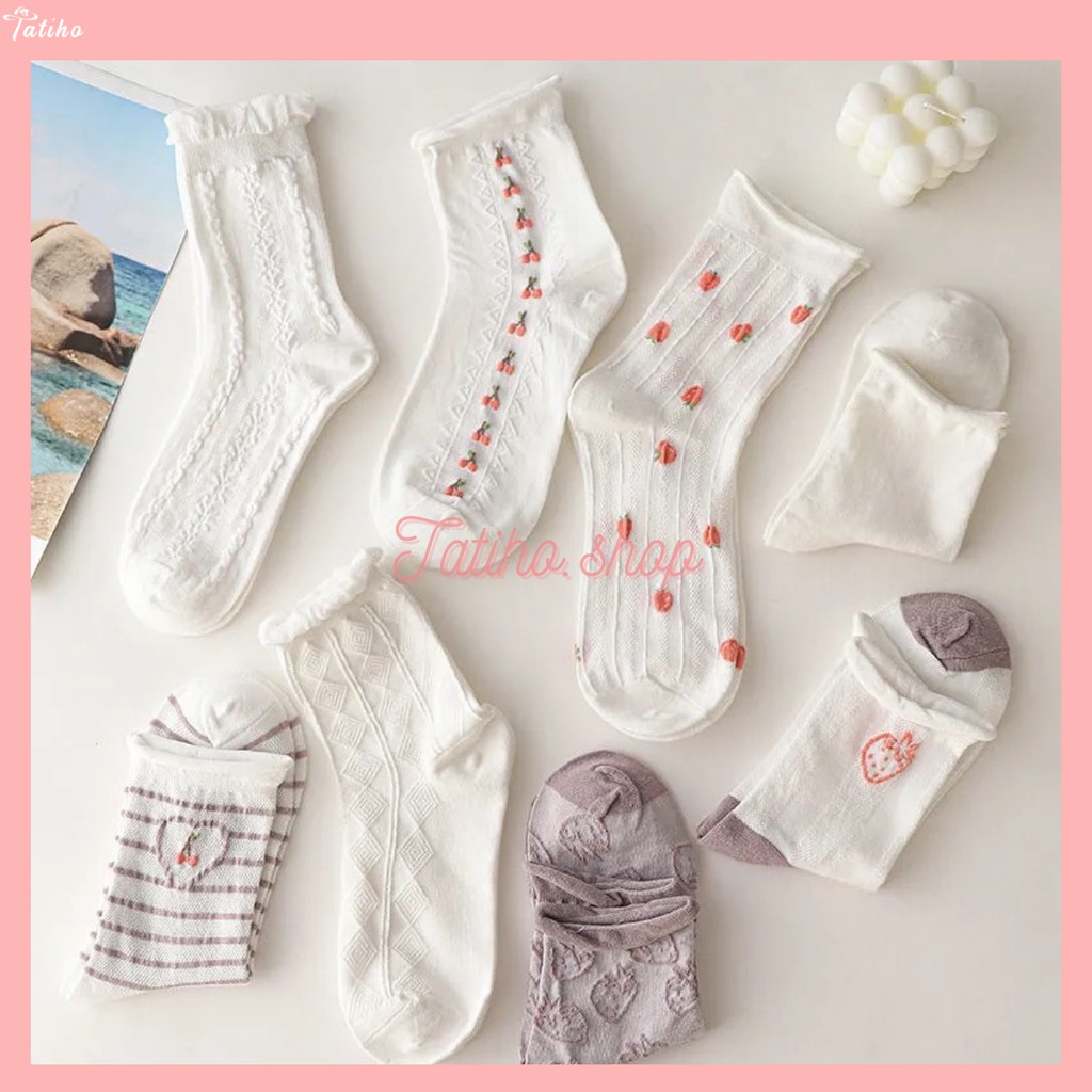 [Hàng Xịn, Giá Tốt] Vớ Nữ Cổ Cao Ren Dày Phong Cách Hàng Quốc Dễ Thương - Mã TV007