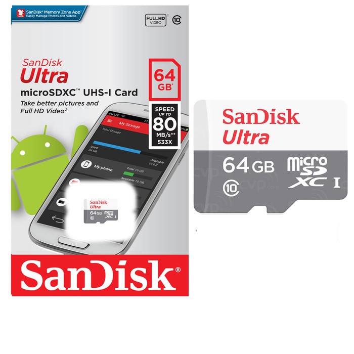 Thẻ Nhớ 64Gb Micro SDHC Sandisk Ultra 100 MB/s Vi Tính 2T Hóc Môn