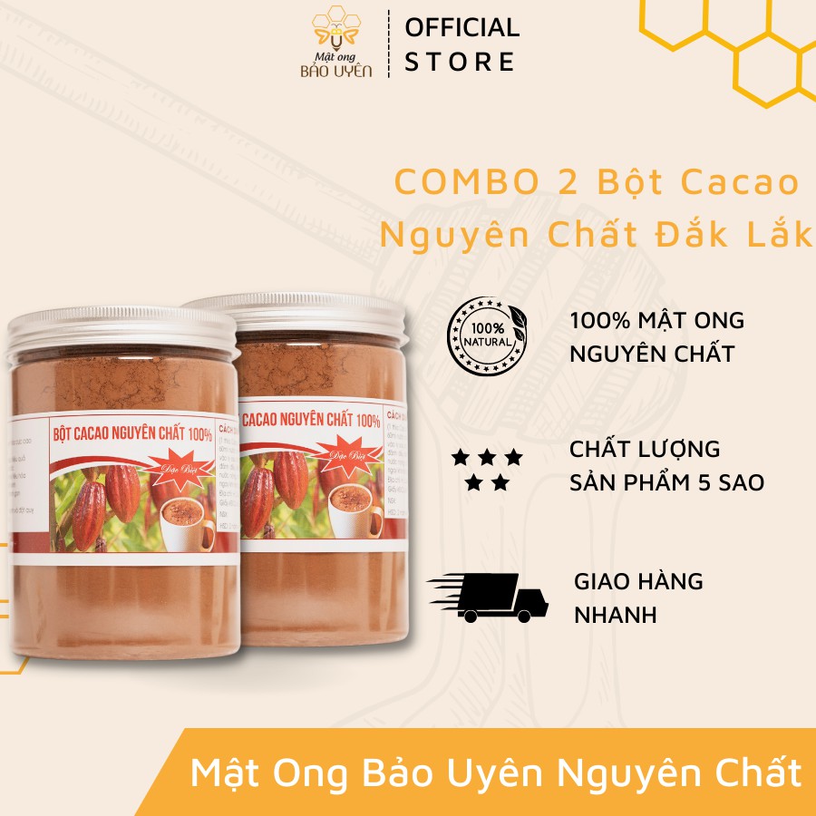 COMBO 2 Bột Ca Cao Nguyên Chất Đắk Lắk 100% Từ Ca Cao Giàu Chất Dinh Dưỡng Tốt Cho Sức Khỏe Trọng Lượng 350g