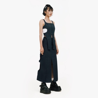 Set áo corset váy dài cut-out xanh đen bunnyhill ssbl12