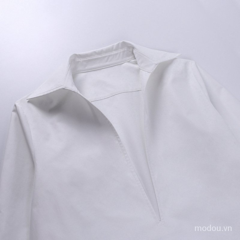 Áo kiểu tay dài cổ chữ V thời trang công sở thanh lịch
