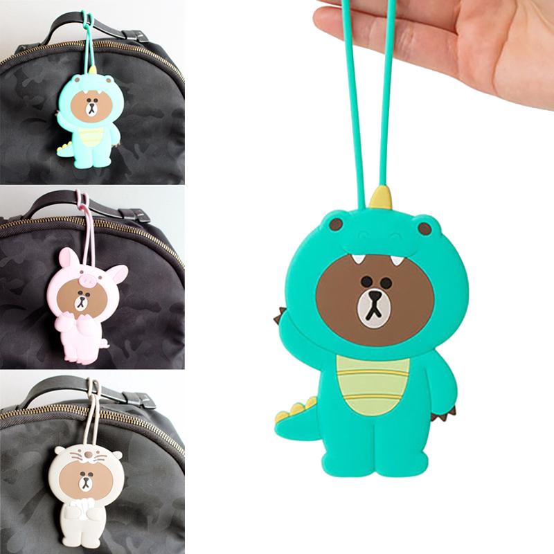 Móc khóa tag treo vali hành lý du lịch ghi thông tin liên hệ thiết kế gấu hoạt hình đáng yêu