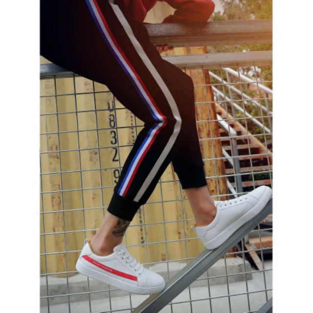 🔜 Giày Thể Thao Sneaker Da Nam G4 SPORT FASHION ( TRẮNG KẺ ĐỎ  ) Mẫu mới Hot Trend phong cách Korea