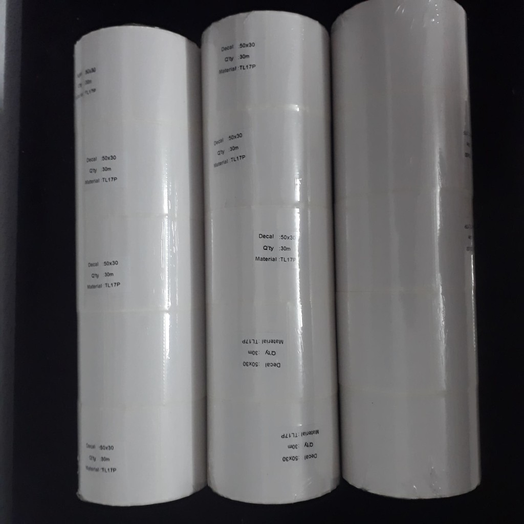 10 Cuộn Giấy in tem nhiệt, giấy in tem trà sữa 50x30mm