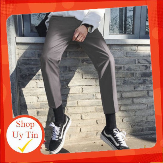 Quần ông rộng nam dáng suông vải tây âu, quần baggy unisex có 2 màu đen xám - Rebede