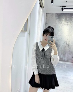 Áo dạ pha tay sơ mi crtop, sơ mi dạ pha tay