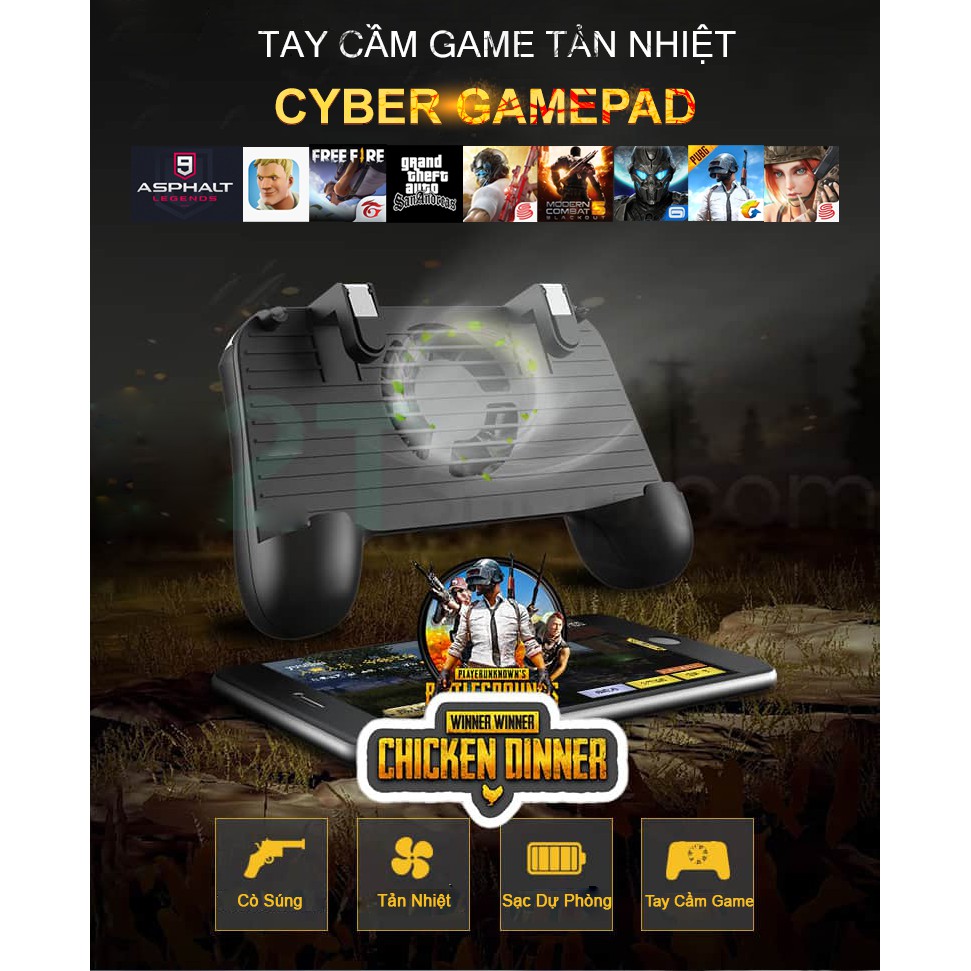 Tay chơi game cho điện thoại có quạt tản nhiệt Cyber GamePad 2000mAh - HanruiOffical