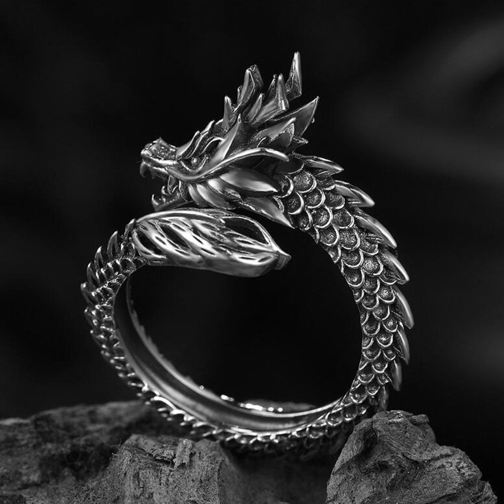 Nhẫn Họa Tiết Rồng Phong Cách Steampunk Cá Tính Cho Nam Và Nữ