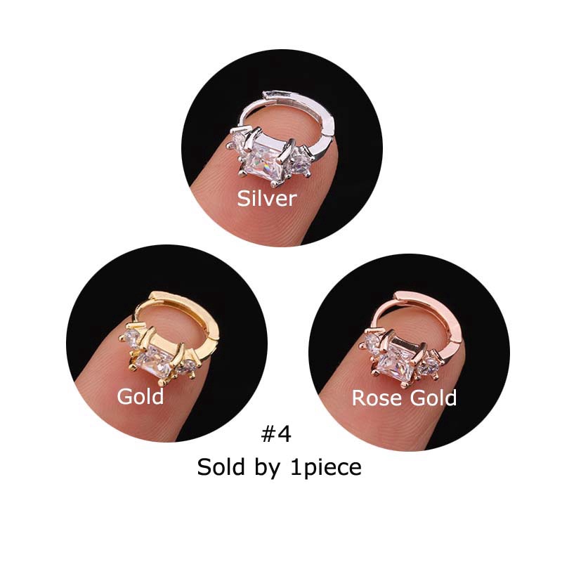 Khuyên tai hình tròn đính đá zircon 8mm