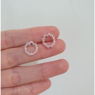 Khuyên tai bạc nữ vòng tròn đính đá