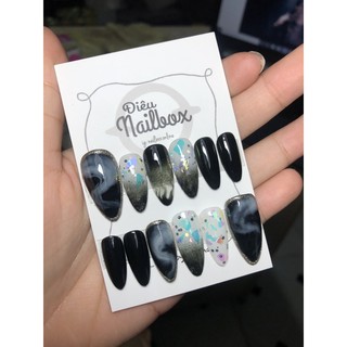 Móng úp dán thiết kế {BLINK ĐEN}