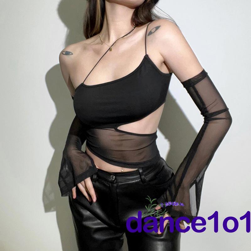 ✲Wl✿Áo Trễ Vai Tay Dài Màu Sắc Thanh Lịch Cho Phái Nữ