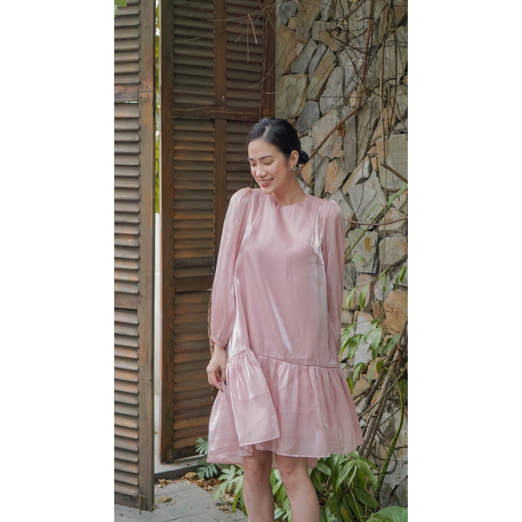 Đầm babydoll sang chảnh lụa organza cao cấp JOVEN, thiết kế tầng xòe suông dáng dài, đi biển đi chơi đi làm