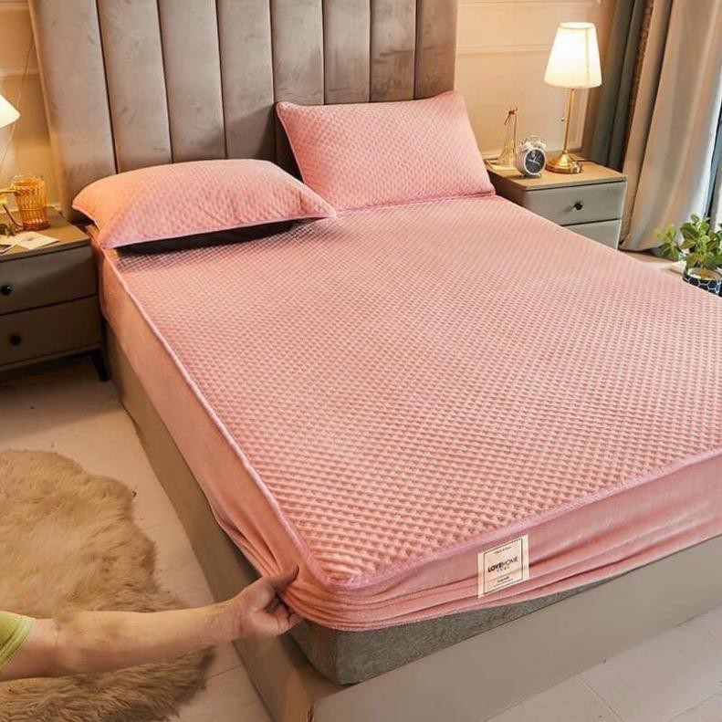 BỘ GA NỈ SỮA HOẠ TIẾT TỔ ONG KÈM 2 vỏ gối