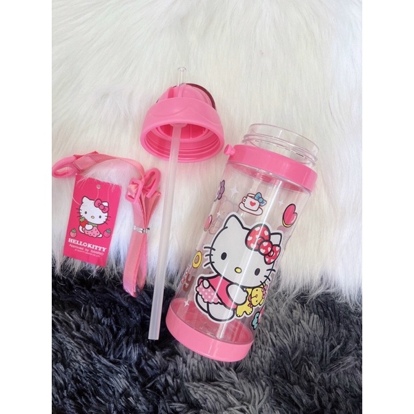 Bình nước hoạt hình  450ml có ống hút , dây đeo
