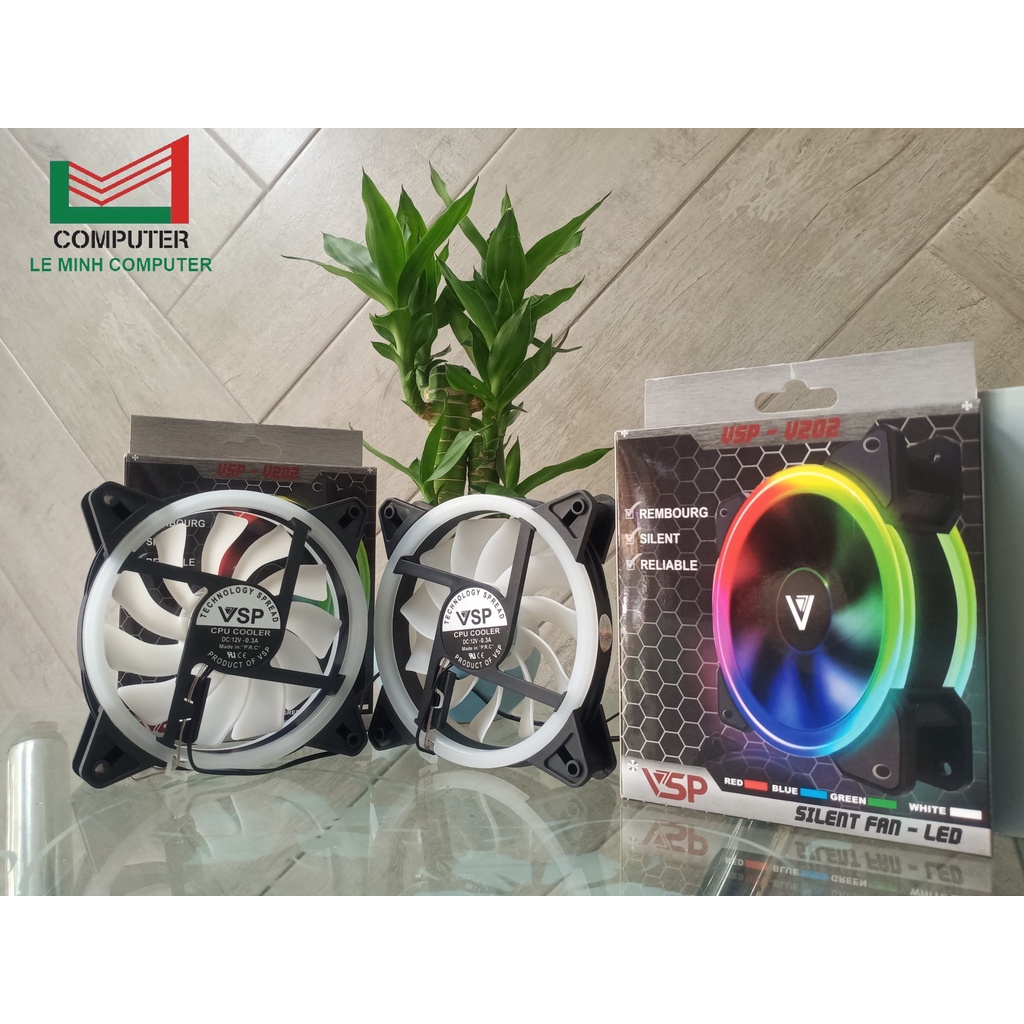 Quạt Tản Nhiệt Thùng Máy Vi Tính Fan case VSP V202 LED Double Circle 12Cm