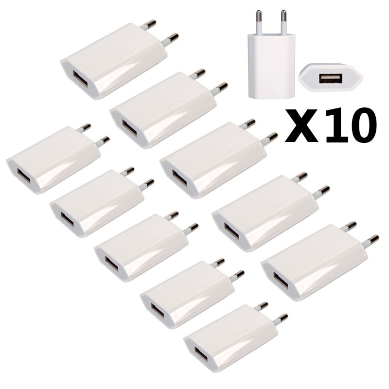Set 10 Dây Cáp Sạc USB C Phích Cắm EU Cho iPhone XS MAX XR X 8 7 6 Plus 5s 5c SE 4s 3GS