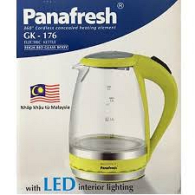 Bình ca ấm nấu nước siêu tốc Panafresh thuỷ tinh GK-176 , hàng nhập Malaysia-Chính hãng