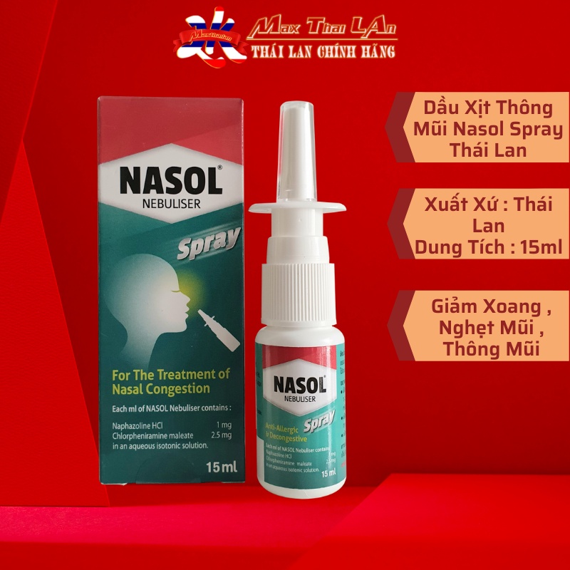 Chai Xịt Thông Mũi Nasol Spray Thái Lan 15ml