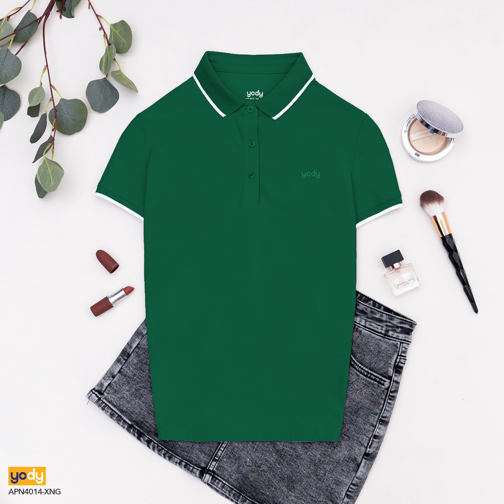Áo polo YODY nữ có viền tay viền cổ phông vải cotton mềm mịn thoáng mát APN5398