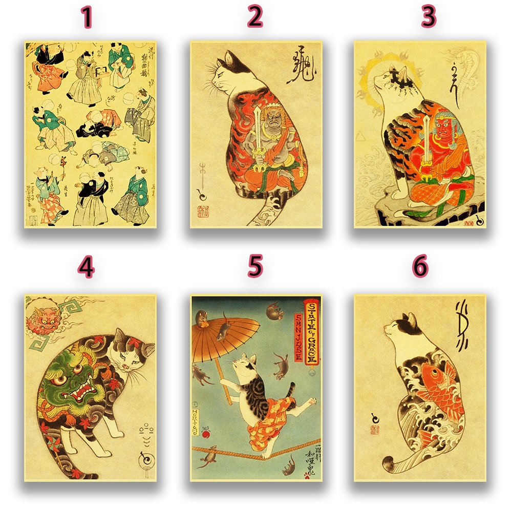 Poster Hình Mèo Trang Trí Phong Cách Retro MS: 236